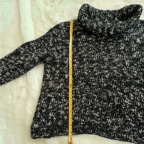 EILEEN FISHER Sweater Black & Off White Cowl Neck Relaxed Fit Organic Cotton M - Picture 9 of 9